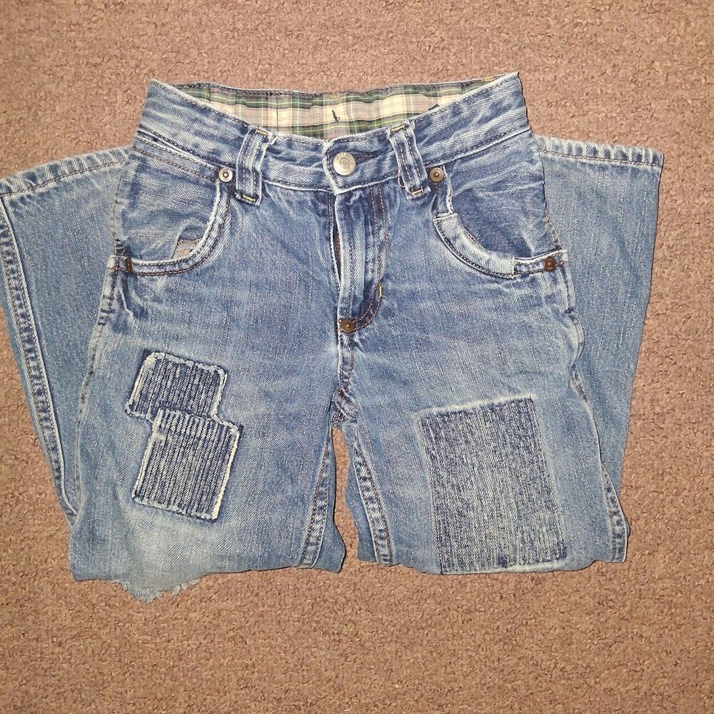 babyGap Vintage Toddler Plaid Lined Patchwork Jeans Size 5T